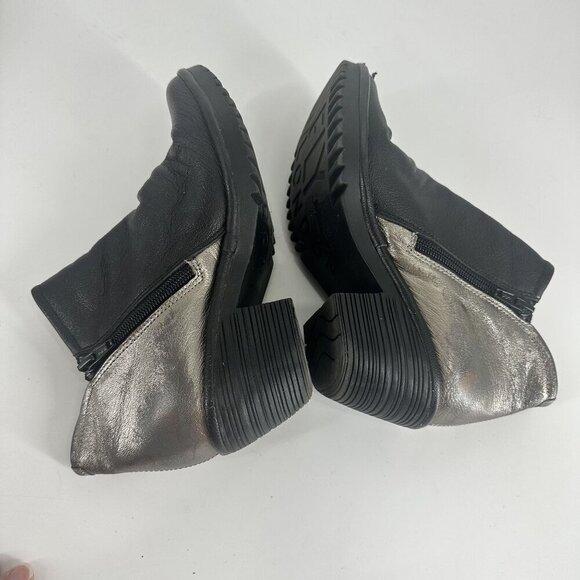 Fly London Womens Black & Metallic Leather Ankle Boots 37W With Side Zipper - Picture 8 of 8